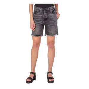 EARNEST SEWN NEW YORK Womens Black Denim Button Fly High Waist Shorts 30